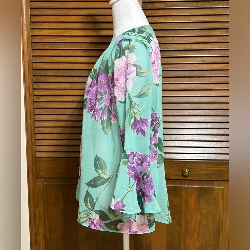 Sweet Pea by Stacy Frati Floral Blouse Summer Kimono Size M - Picture 2 of 7